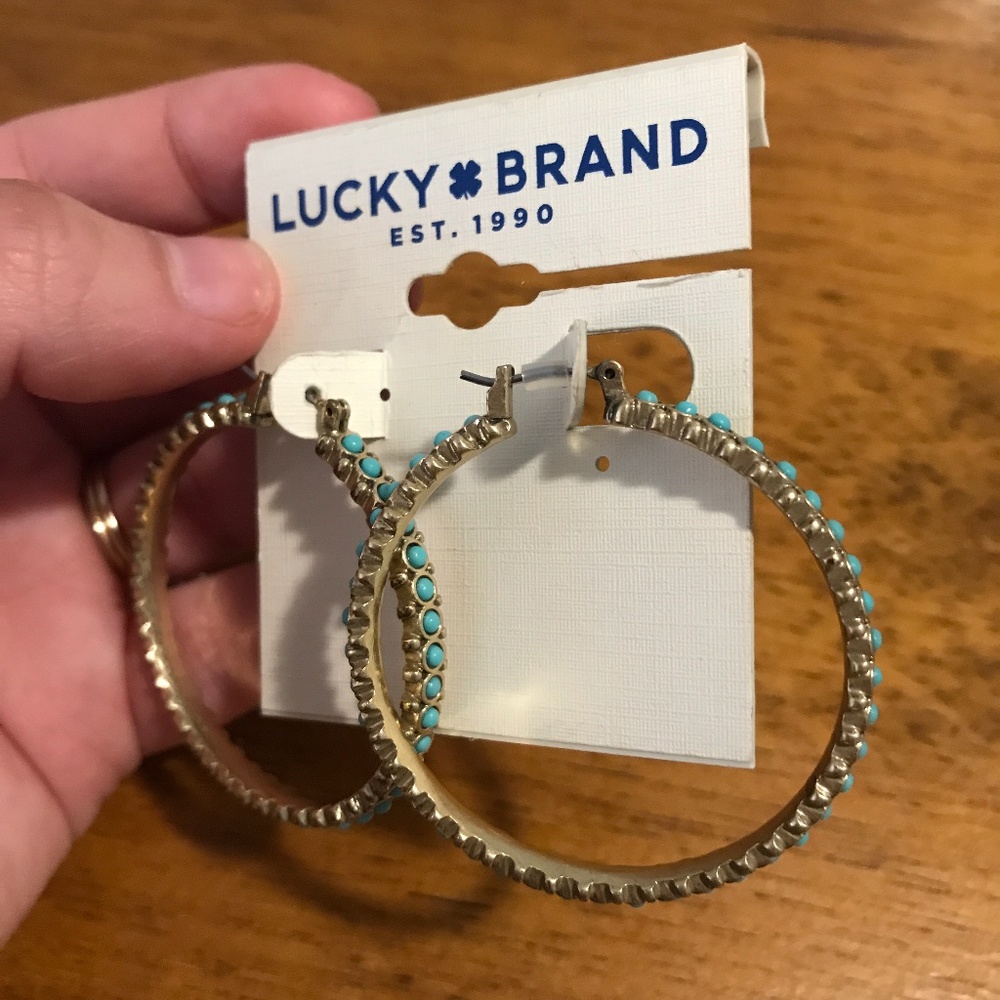 Lucky brand Turquoise hoop earrings
